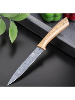 Нож с антиналипающим покрытием Доляна «Гранит», лезвие 13 см, цвет серо-коричневый