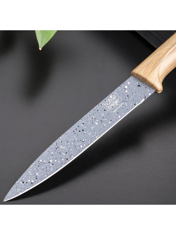 Нож с антиналипающим покрытием Доляна «Гранит», лезвие 13 см, цвет серо-коричневый