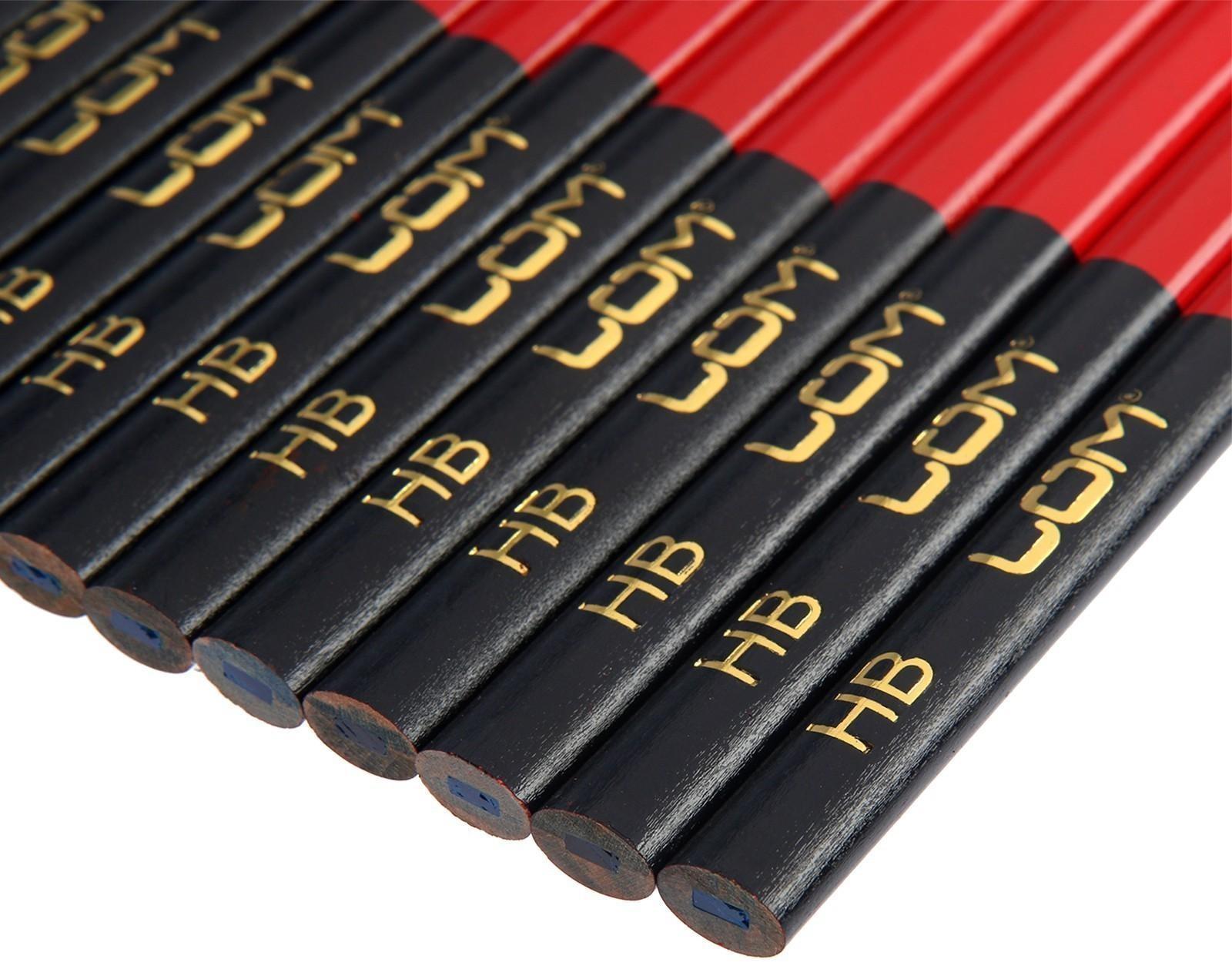 Карандаши строительные ЛОМ, двухцветные, 180 мм, 12 шт.