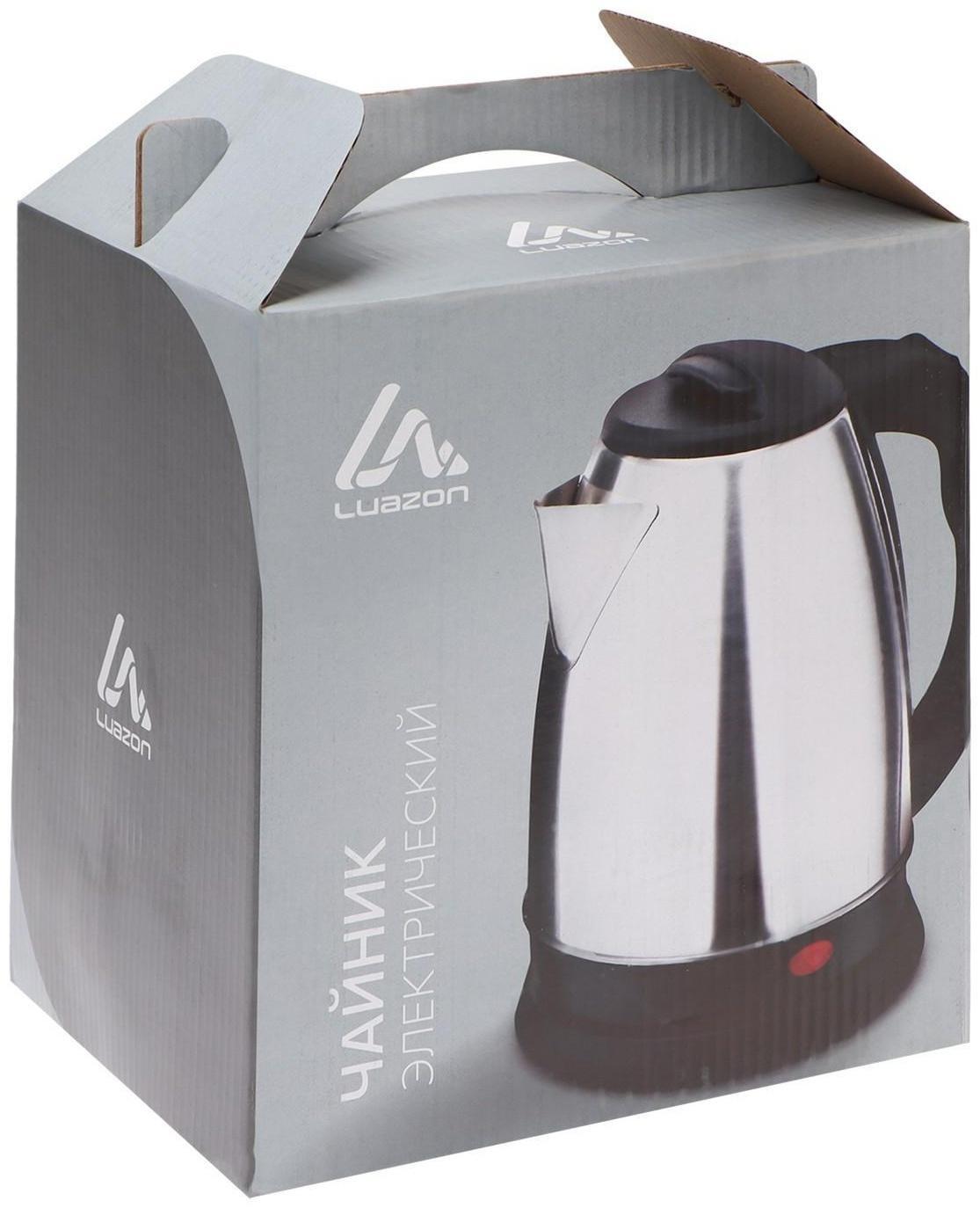Чайник электрический Luazon LSK-1805, металл, 1.8 л, 1500 Вт, серебристый