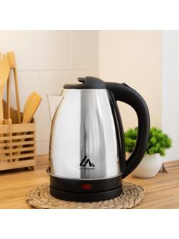 Чайник электрический Luazon LSK-1805, металл, 1.8 л, 1500 Вт, серебристый