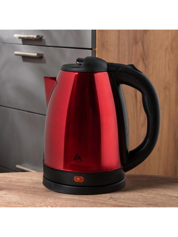 Чайник электрический Luazon LSK-1804, металл, 1.8 л, 1500 Вт, красный