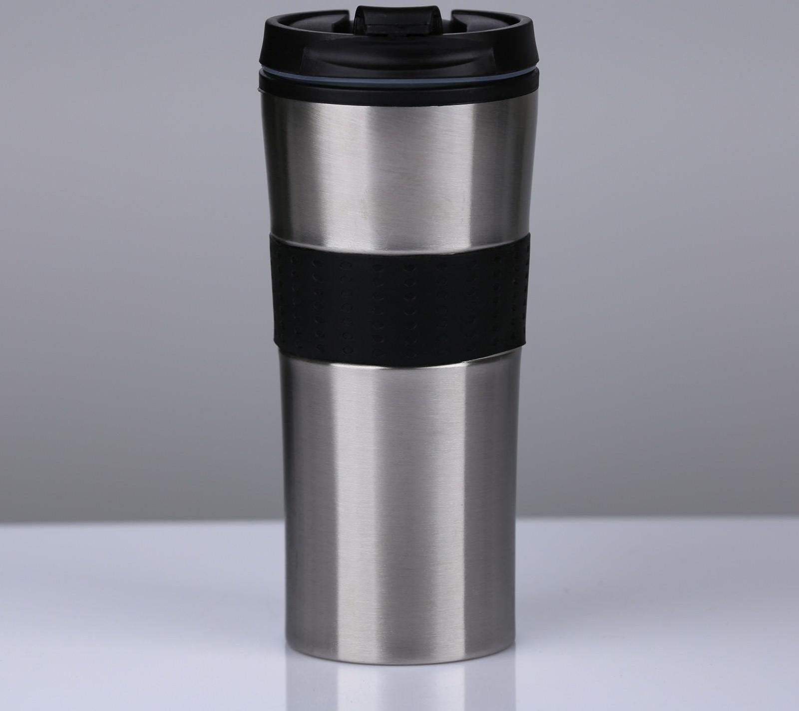 Термокружка, серия: For you,  450 мл, сохраняет тепло 2 ч, 8 х 19 см, хром