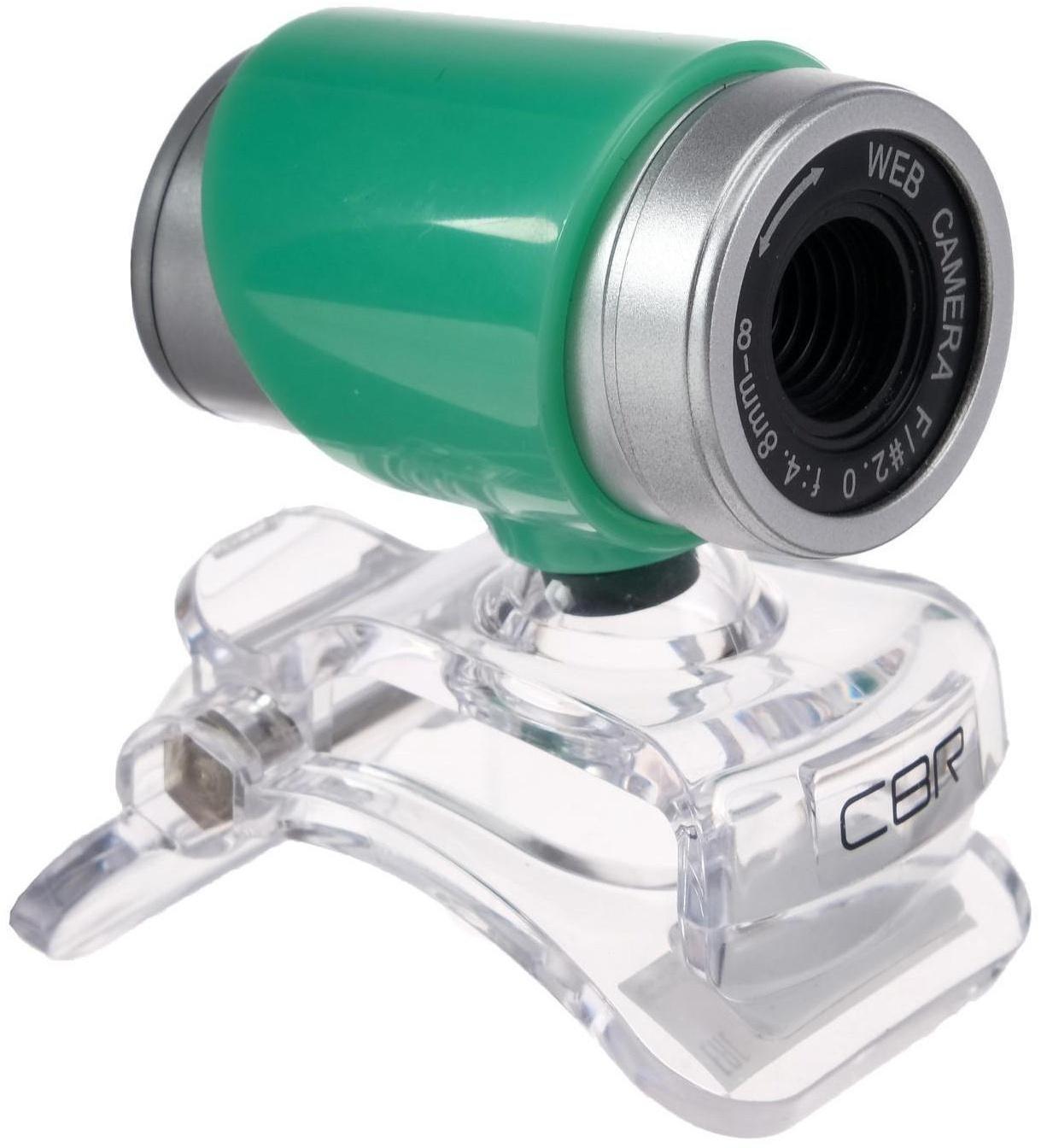 Веб-камера CBR CW 830M Green, 0.3 МП, 640х480, USB 2.0, микрофон, зеленая