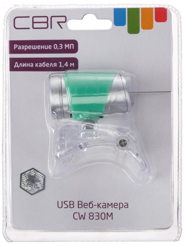 Веб-камера CBR CW 830M Green, 0.3 МП, 640х480, USB 2.0, микрофон, зеленая