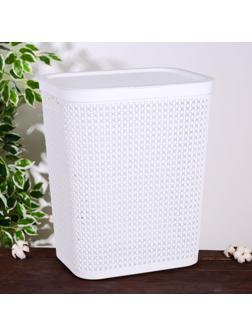 Корзина бельевая с крышкой «Пирула», 55 л, 42×34×54 см, цвет белый