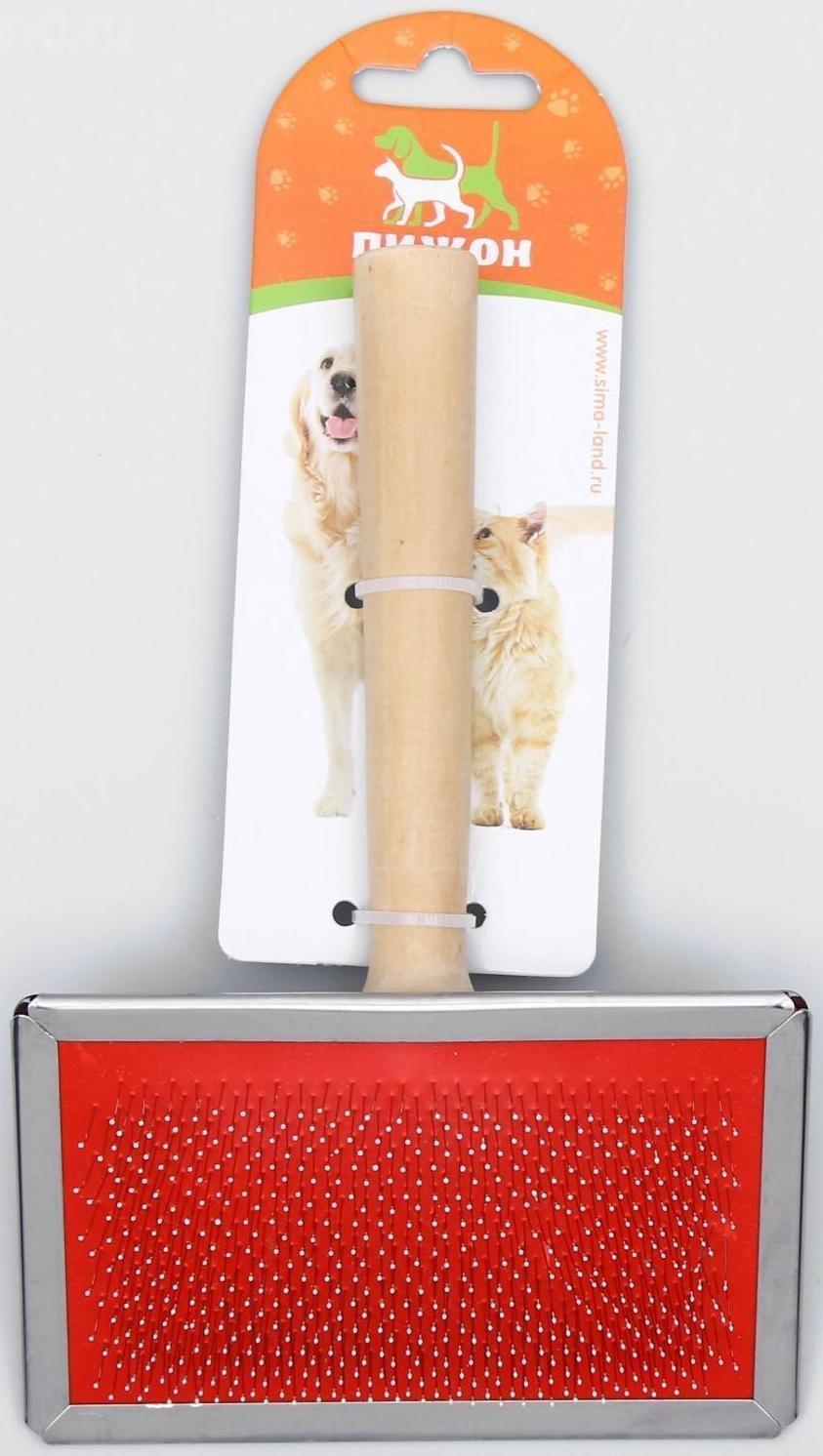 Пуходерка Wood большая с каплями, 12 х 19 см, длинная деревянная ручка