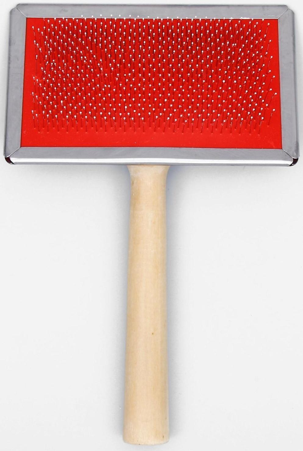 Пуходерка Wood большая с каплями, 12 х 19 см, длинная деревянная ручка