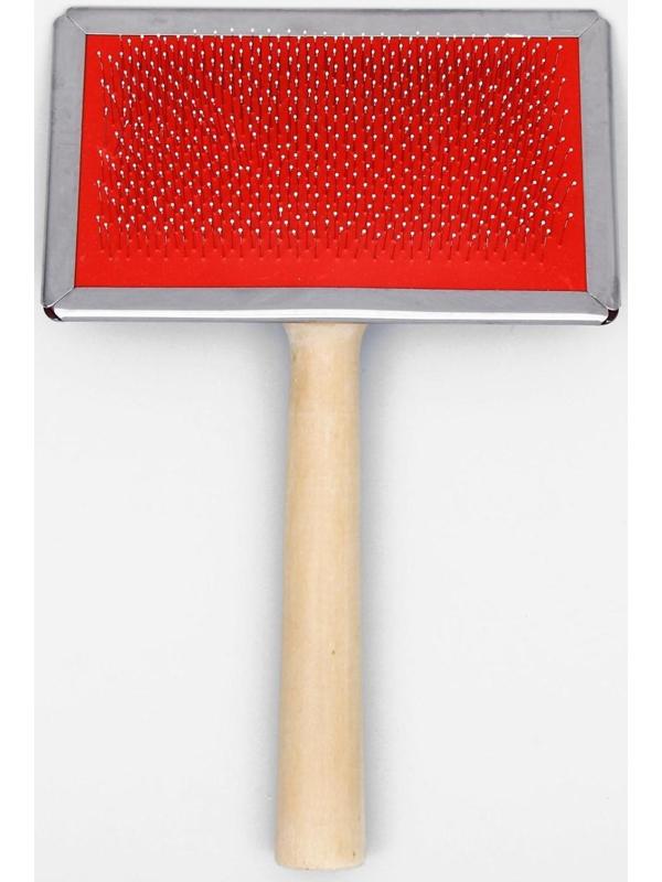 Пуходерка Wood большая с каплями, 12 х 19 см, длинная деревянная ручка