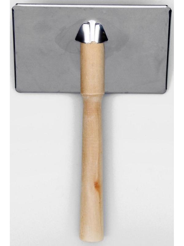 Пуходерка Wood большая с каплями, 12 х 19 см, длинная деревянная ручка