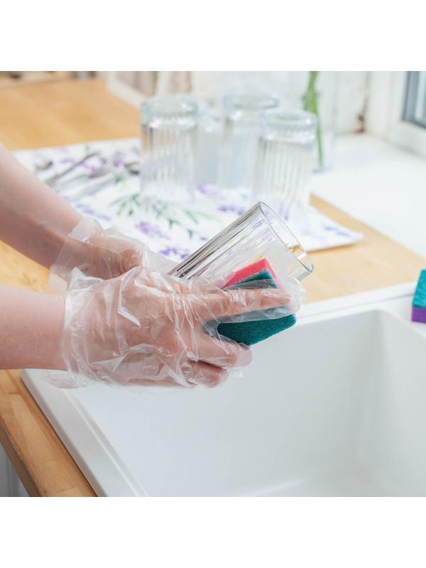 Перчатки одноразовые полиэтиленовые Доляна, 100 шт/уп, 0,6 гр/перчатка