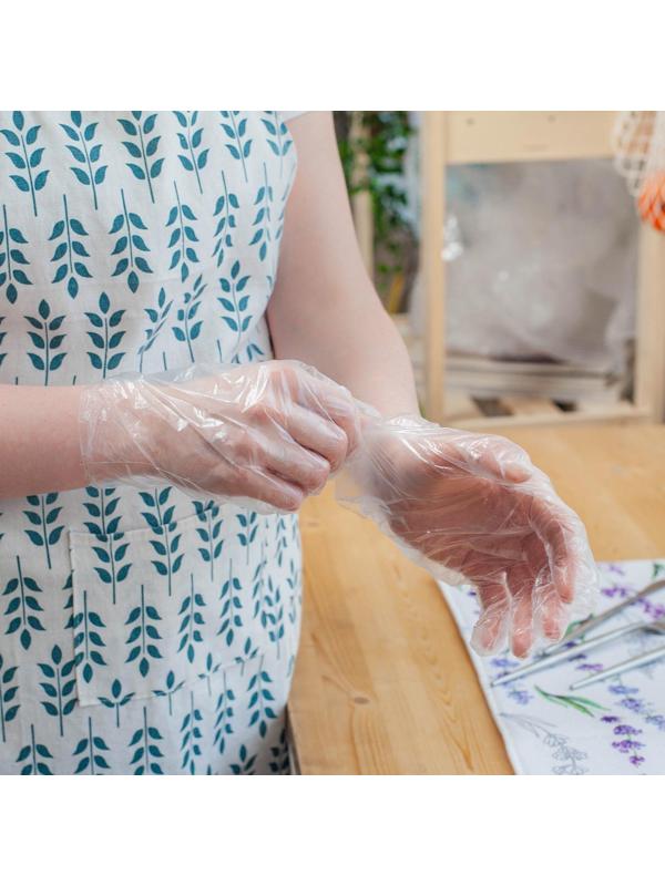 Перчатки одноразовые полиэтиленовые Доляна, 100 шт/уп, 0,6 гр/перчатка