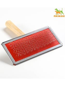 Пуходерка Wood большая с каплями, 12 х 13 см, деревянная ручка