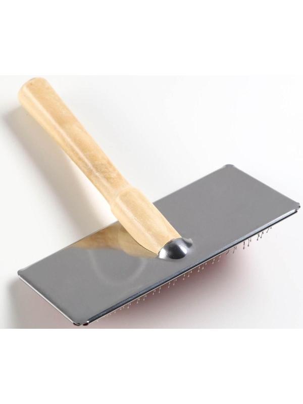 Пуходерка Wood большая с каплями, 12 х 13 см, деревянная ручка