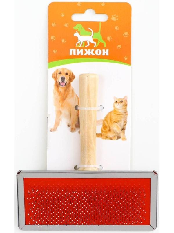 Пуходерка Wood большая с каплями, 12 х 13 см, деревянная ручка