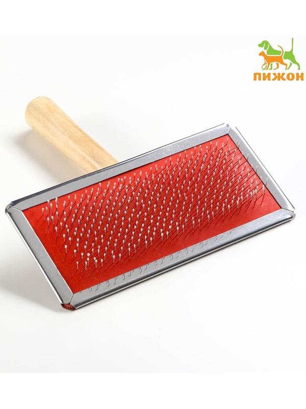 Пуходерка Wood большая с каплями, 12 х 13 см, деревянная ручка