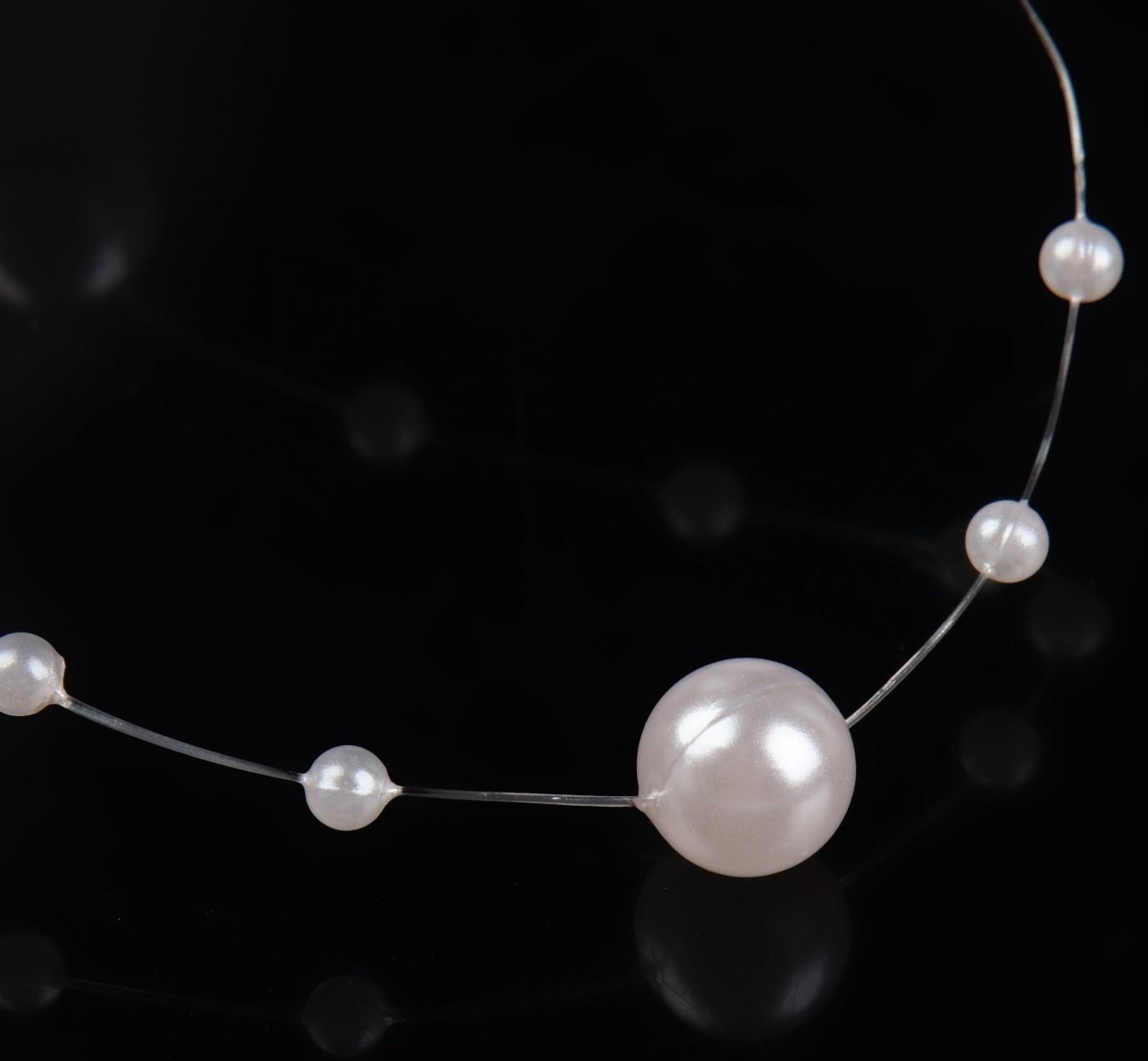 Жемчуг на леске, 3/8 мм, 9 ± 0,5 м, цвет белый