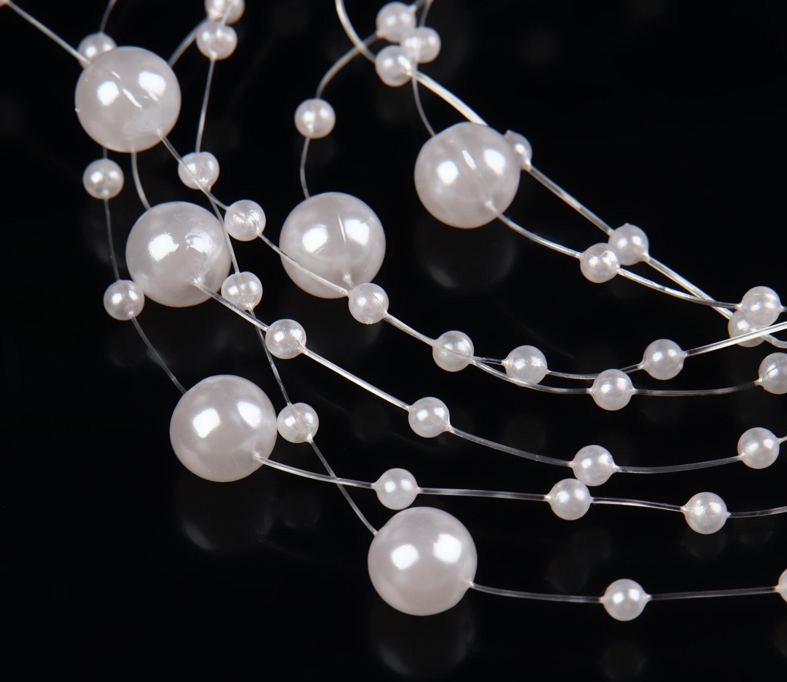 Жемчуг на леске, 3/8 мм, 9 ± 0,5 м, цвет белый