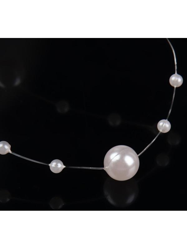 Жемчуг на леске, 3/8 мм, 9 ± 0,5 м, цвет белый