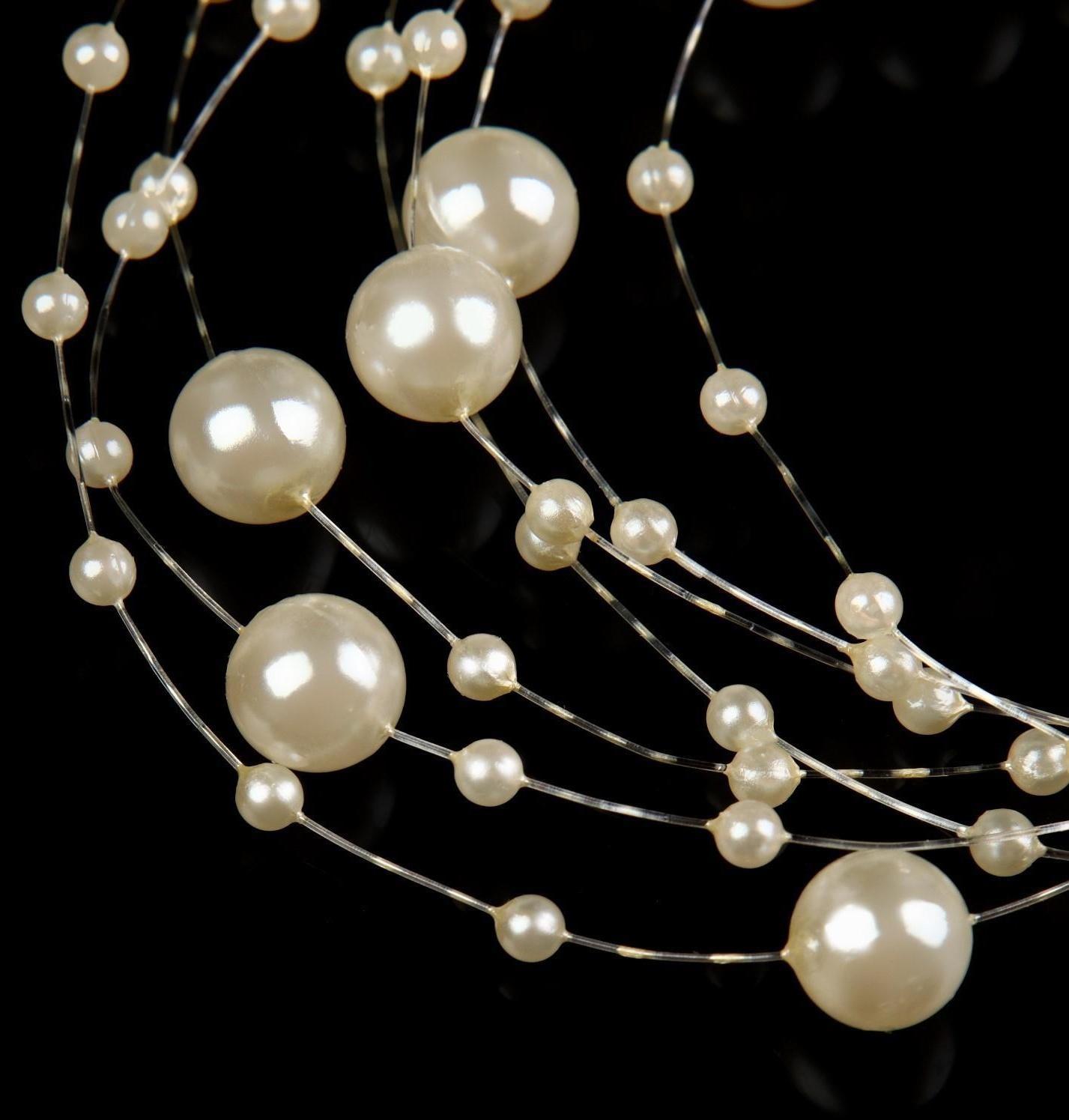 Жемчуг на леске, 3/8 мм, 9 ± 0,5 м, цвет молочный