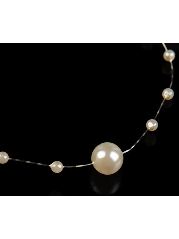 Жемчуг на леске, 3/8 мм, 9 ± 0,5 м, цвет молочный