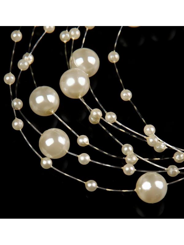 Жемчуг на леске, 3/8 мм, 9 ± 0,5 м, цвет молочный