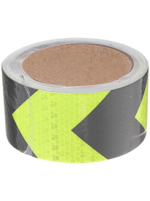 Светоотражающая лента, самоклеящаяся, черно-салатовая, 5 см х 5 м