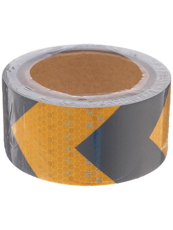 Светоотражающая лента, самоклеящаяся, черно-желтая, 5 см х 5 м