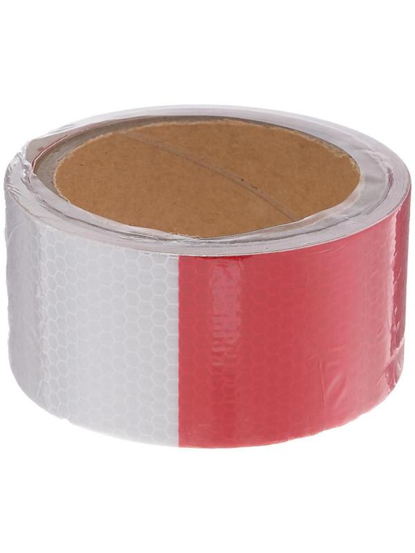 Светоотражающая лента, самоклеящаяся, красно-белая, 5 см х 5 м