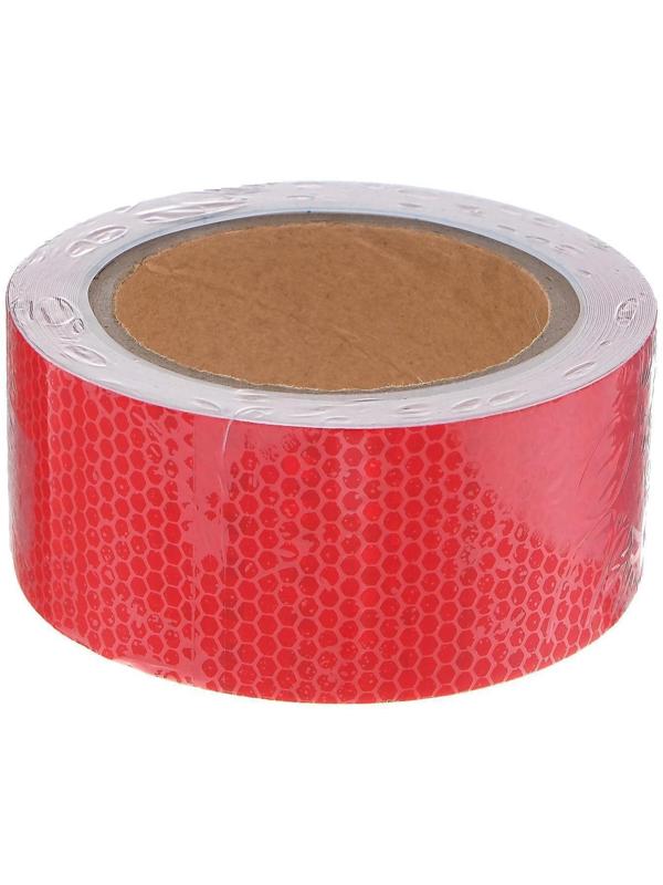 Светоотражающая лента, самоклеящаяся, красная, 5 см х 10 м