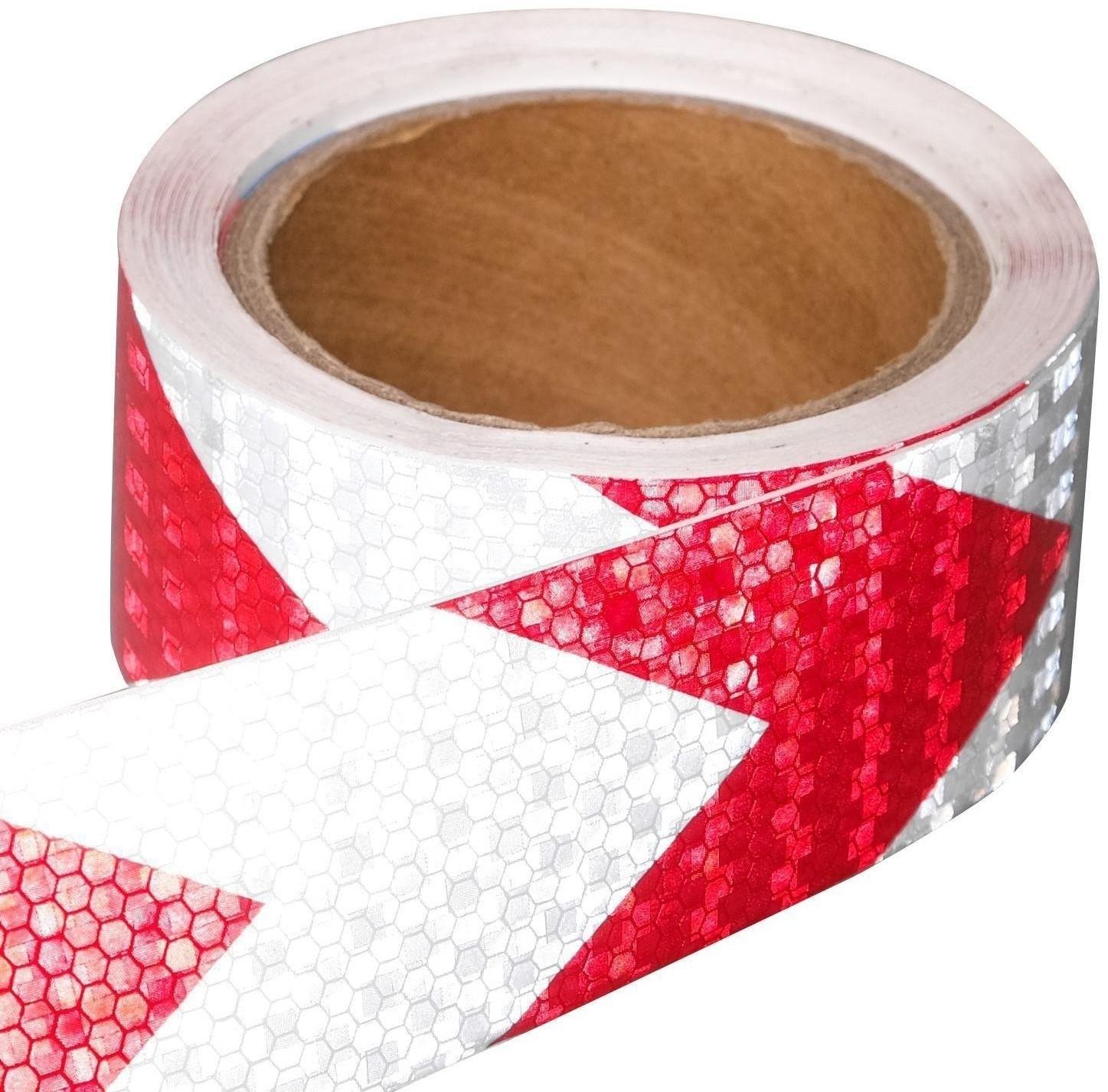 Светоотражающая лента, самоклеящаяся, красно-белая, 5 см х 10 м