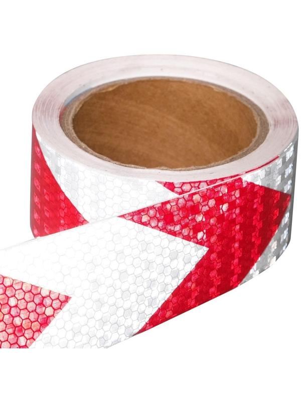 Светоотражающая лента, самоклеящаяся, красно-белая, 5 см х 10 м