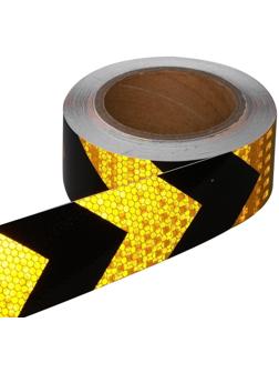 Светоотражающая лента, самоклеящаяся, черно-желтая, 5 см х 15 м
