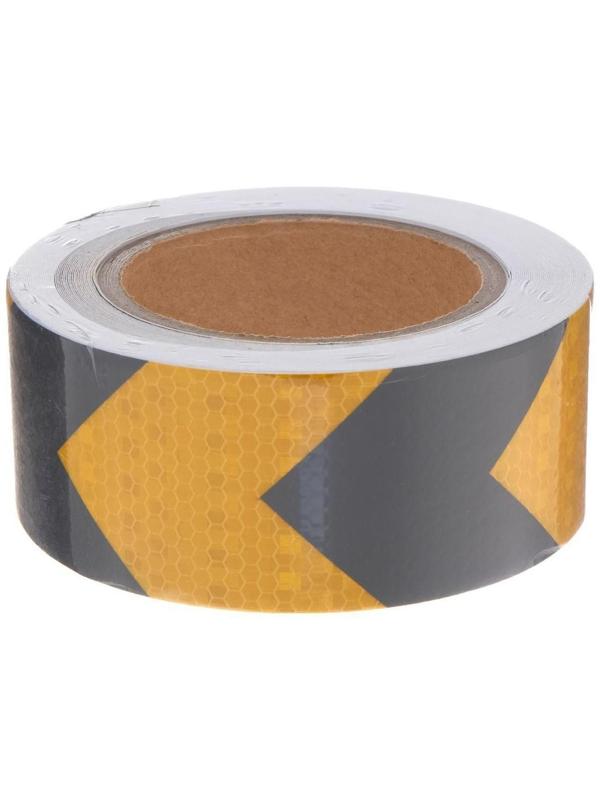 Светоотражающая лента, самоклеящаяся, черно-желтая, 5 см х 15 м