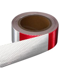 Светоотражающая лента, самоклеящаяся, красно-белая, 5 см х 15 м