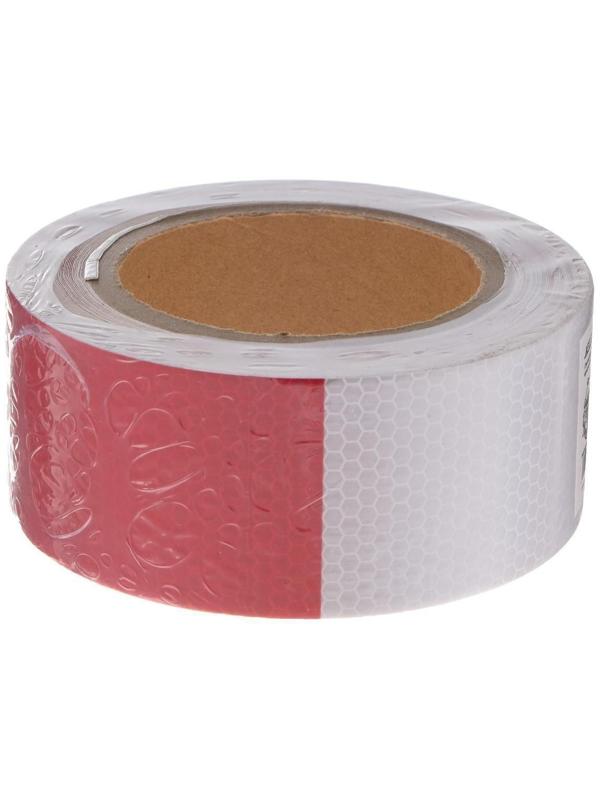 Светоотражающая лента, самоклеящаяся, красно-белая, 5 см х 15 м