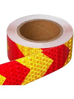 Светоотражающая лента, самоклеящаяся, красно-желтая, 5 см х 15 м