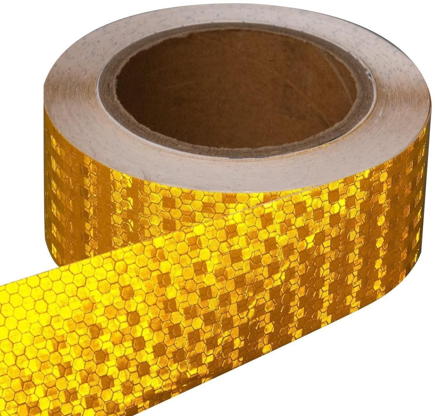 Светоотражающая лента, самоклеящаяся, желтая, 5 см х 15 м