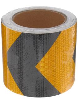 Светоотражающая лента, самоклеящаяся, черно-желтая, 10 см х 10 м