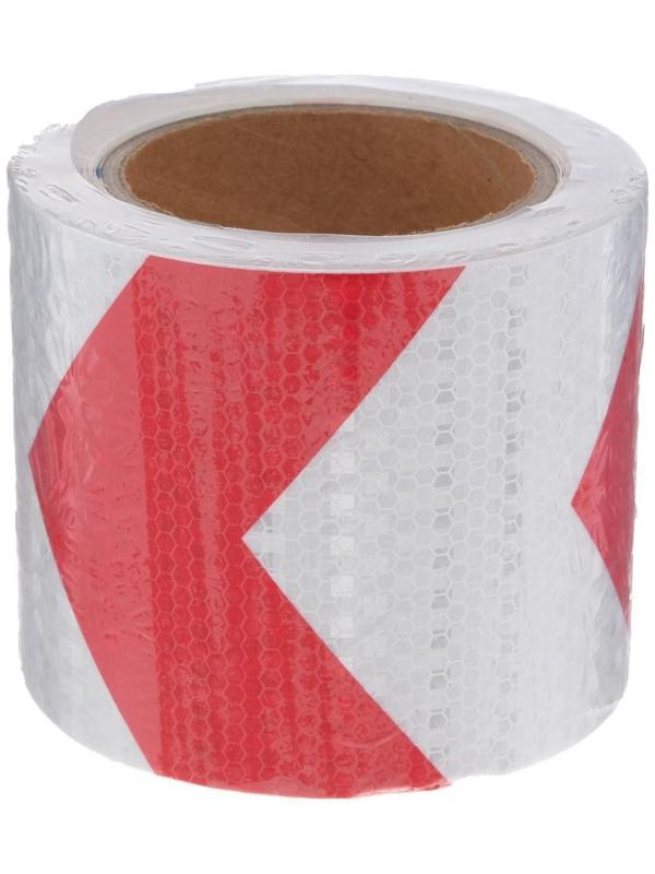 Светоотражающая лента, самоклеящаяся, красно-белая, 10 см х 15 м