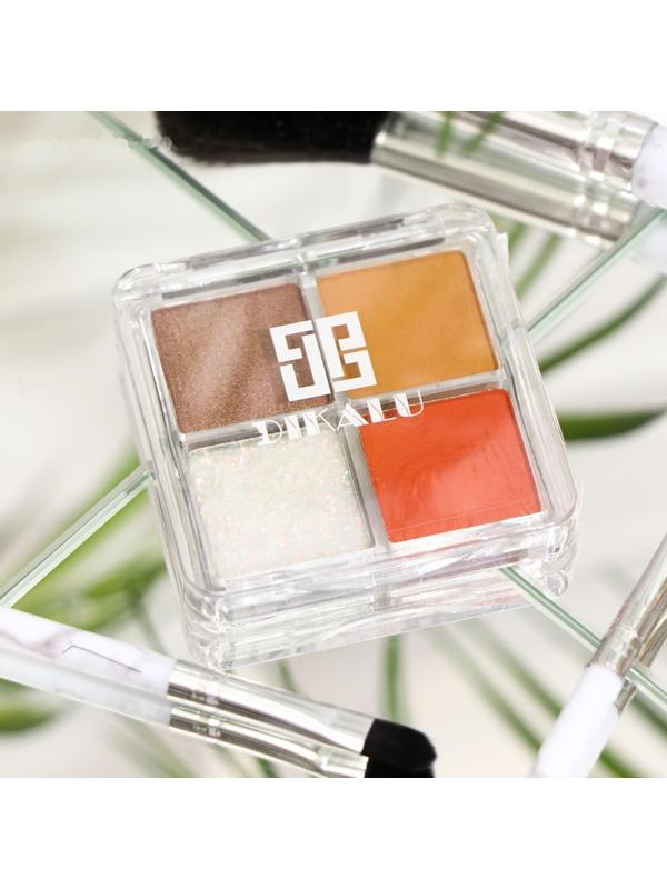 Палетка теней для век, с блёстками, 4 цвета