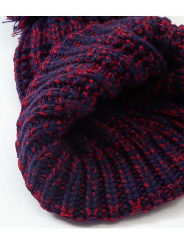 Шапка мужская MINAKU Меланж с помпоном, размер 56, цвет синий/бордовый