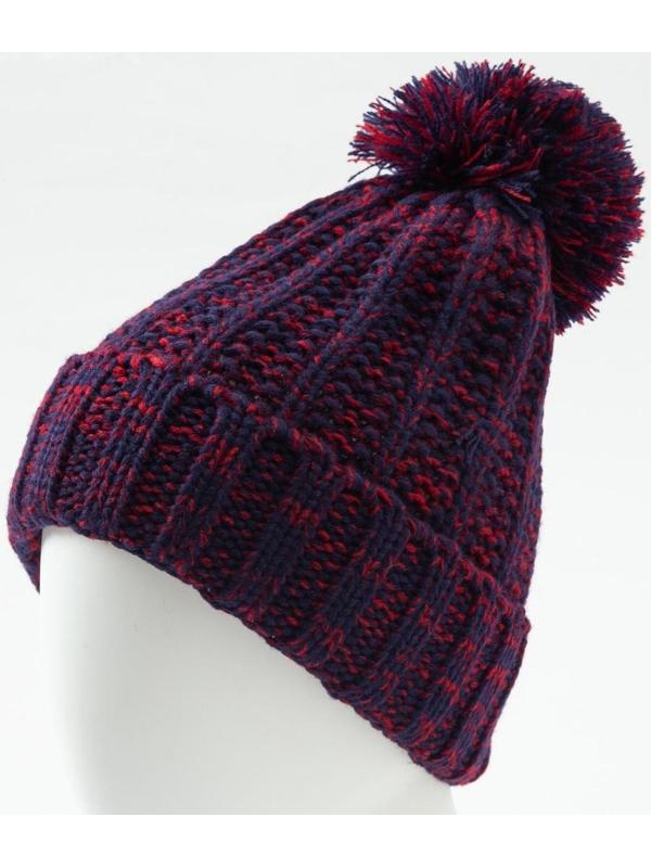 Шапка мужская MINAKU Меланж с помпоном, размер 56, цвет синий/бордовый