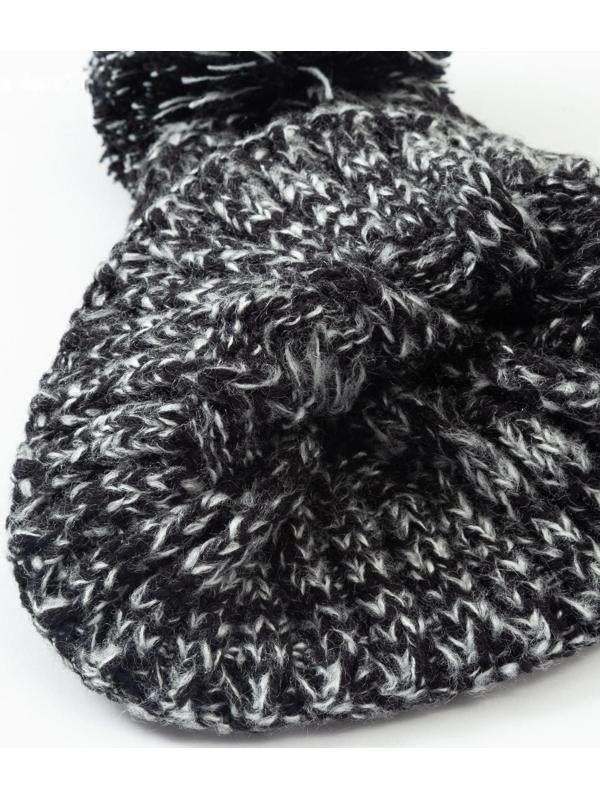 Шапка женская MINAKU с помпоном и подворотом, размер 54-56, цвет черный