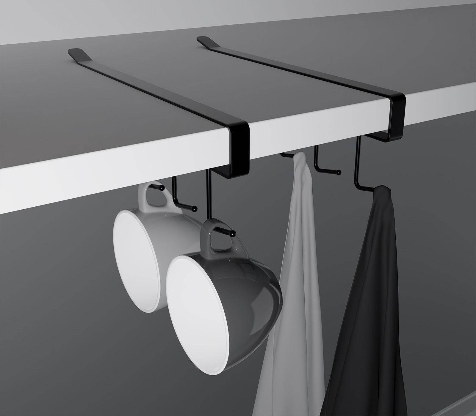 Держатель кухонный подвесной на 6 предметов, 1,5×26×7 см, цвет чёрный