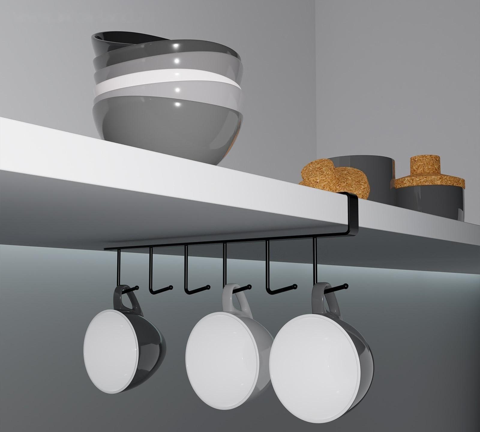 Держатель кухонный подвесной на 6 предметов, 1,5×26×7 см, цвет чёрный