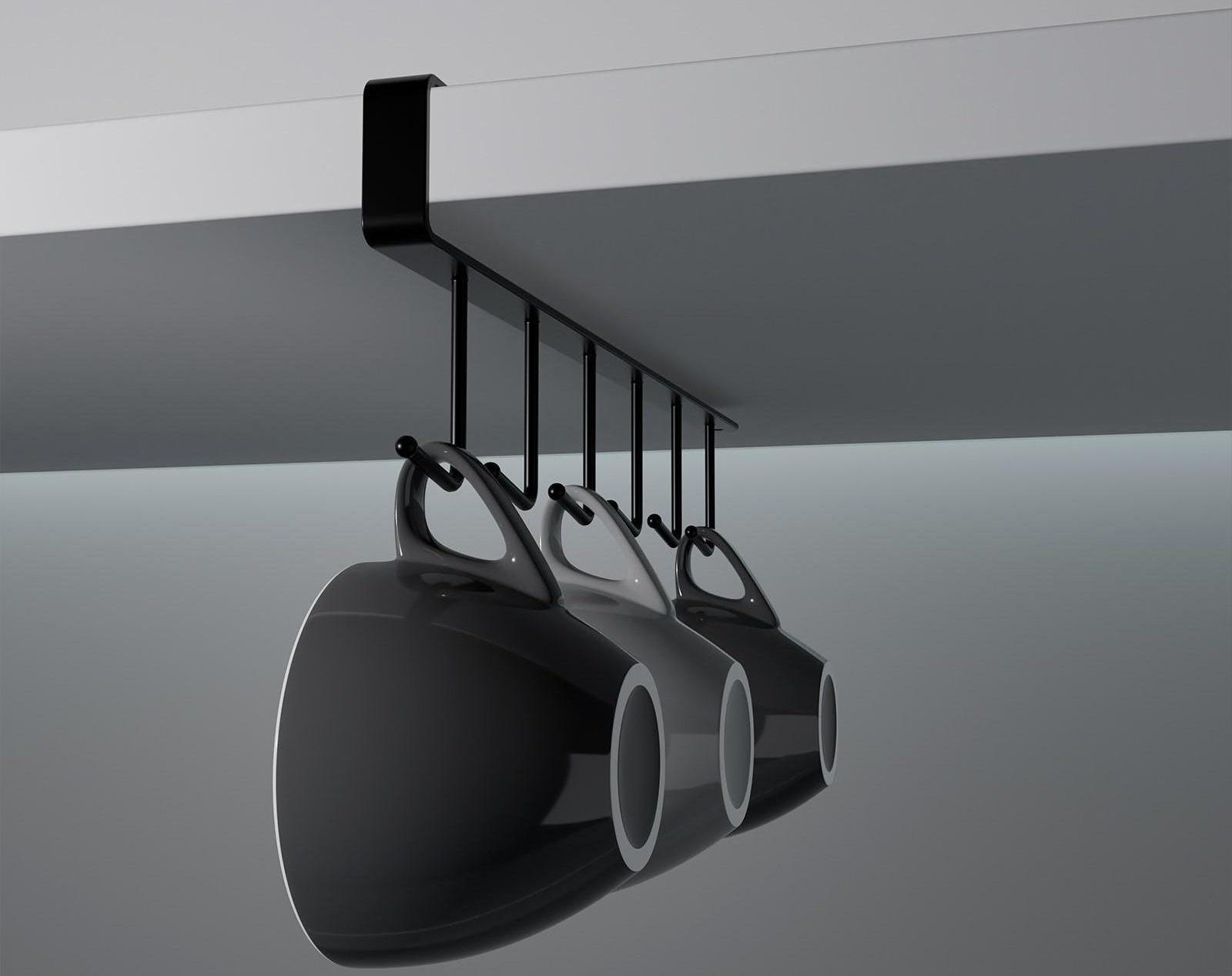 Держатель кухонный подвесной на 6 предметов, 1,5×26×7 см, цвет чёрный