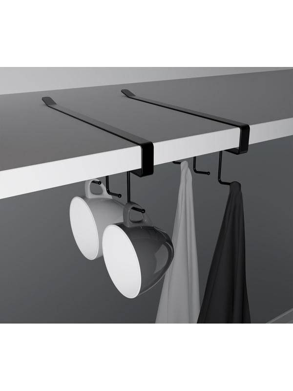 Держатель кухонный подвесной на 6 предметов, 1,5×26×7 см, цвет чёрный