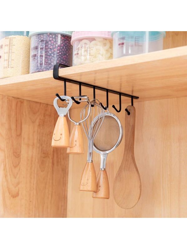 Держатель кухонный подвесной на 6 предметов, 1,5×26×7 см, цвет чёрный