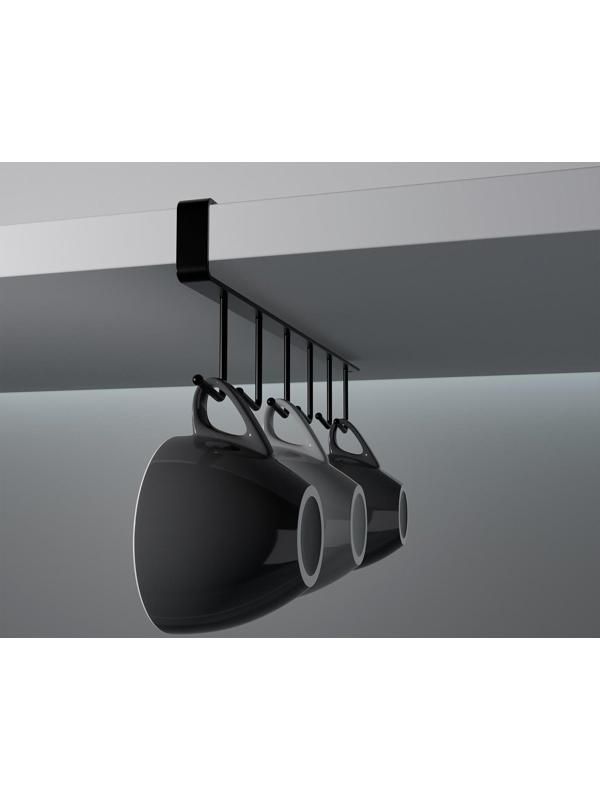 Держатель кухонный подвесной на 6 предметов, 1,5×26×7 см, цвет чёрный